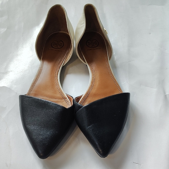 Tory Burch Black and Cream Flats Sleek Minimalist Design - Picture 1 of 9